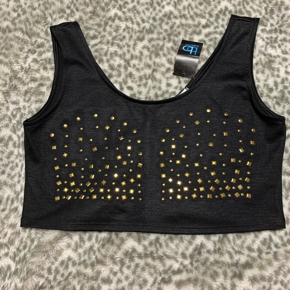 Black & Gold Cropped Top